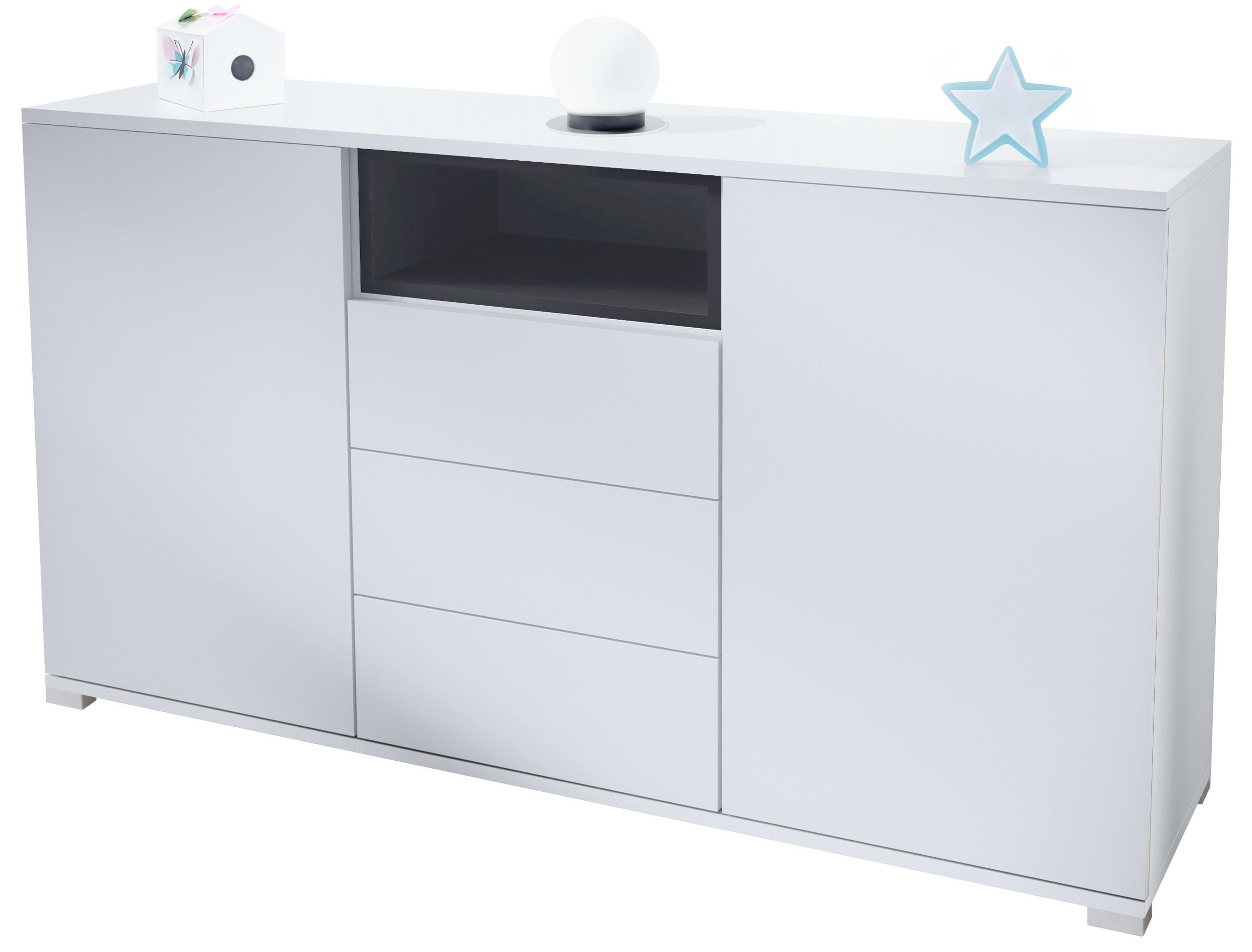 Vladon Sideboard Schwarz 138.5x75.5x35 cm