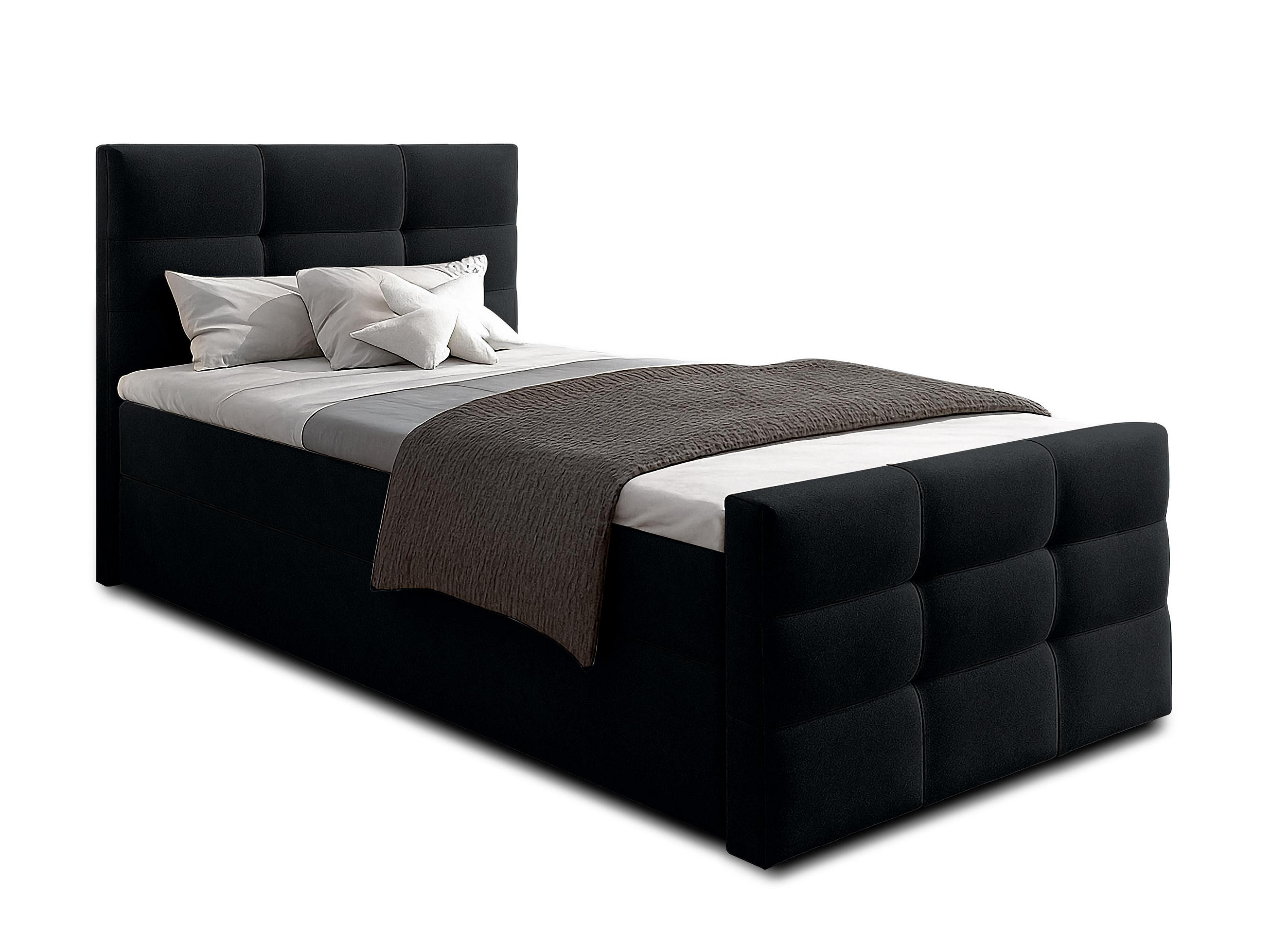 BOXBETT ARGENTARO 120x200 cm mit Bettkasten und Matratze - Schwarz - Schwarz, Holz/Holzwerkstoff (120/200cm) - AX Living