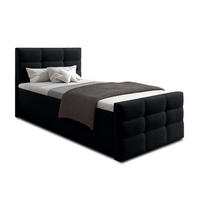 BOXBETT ARGENTARO 120x200 cm mit Bettkasten und Matratze - Schwarz - Schwarz, Holz/Holzwerkstoff (120/200cm) - AX Living