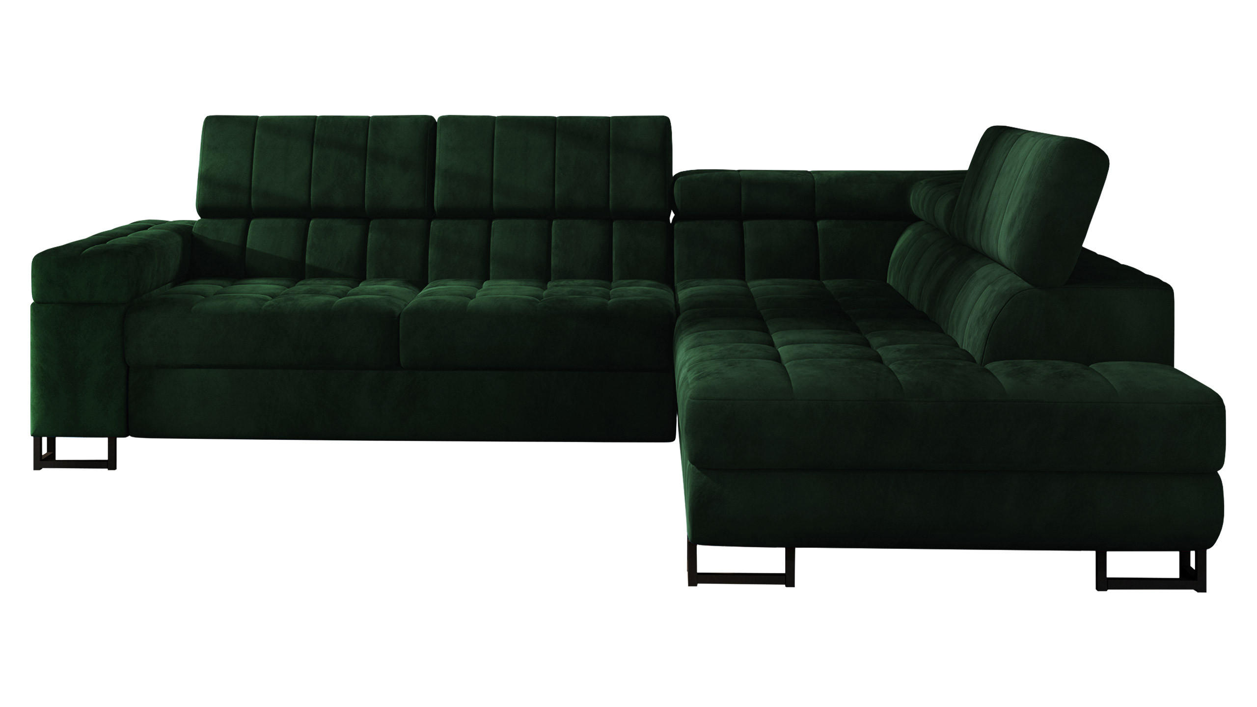 ECKSOFA Laris, Seite: Rechts - Dunkelgrün/Schwarz, Holz/Textil (271/203cm) - MIRJAN24