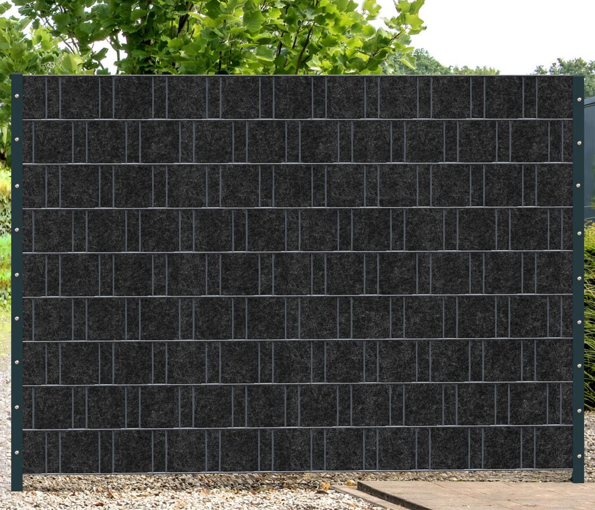 SICHTSCHUTZSTREIFEN Design Vlies für Doppelstabmatten Schwarzgrau 10x 2,55m - Schwarz, Kunststoff (255/19cm) - ZAUN|ZU