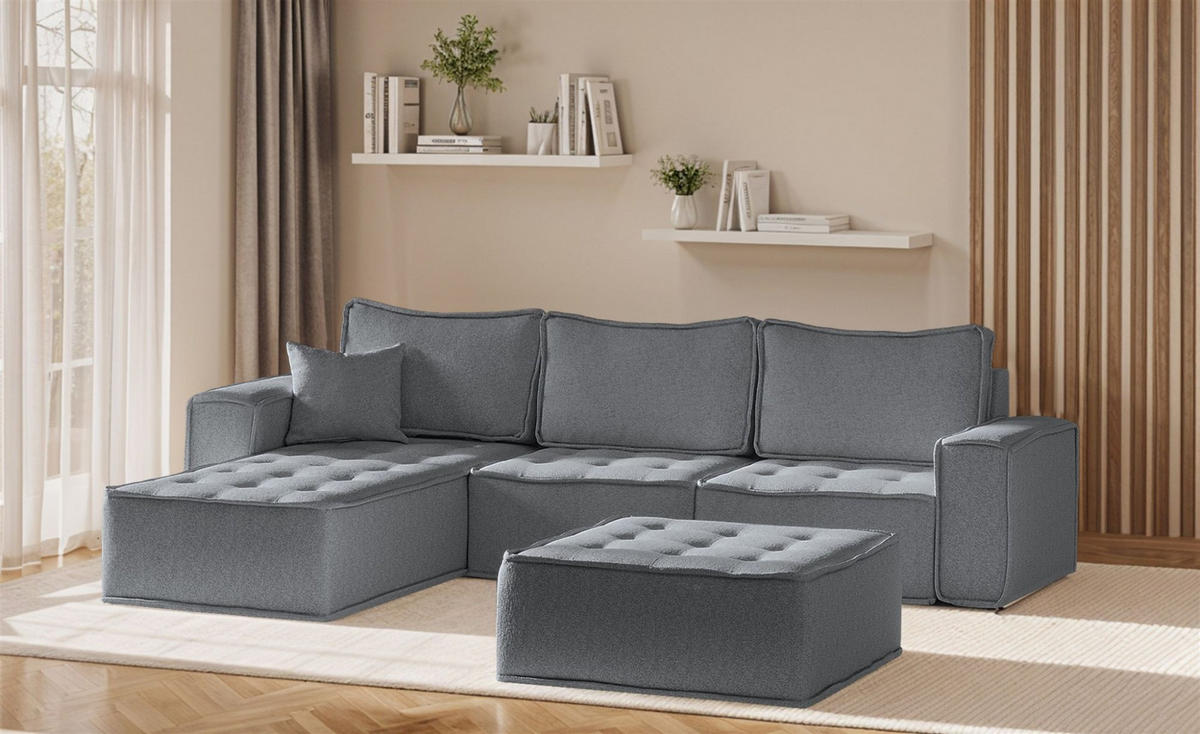 ECKSOFA Sande In Alpine - Anthrazit, Holzwerkstoff/Textil (292/192cm) - Fun Möbel