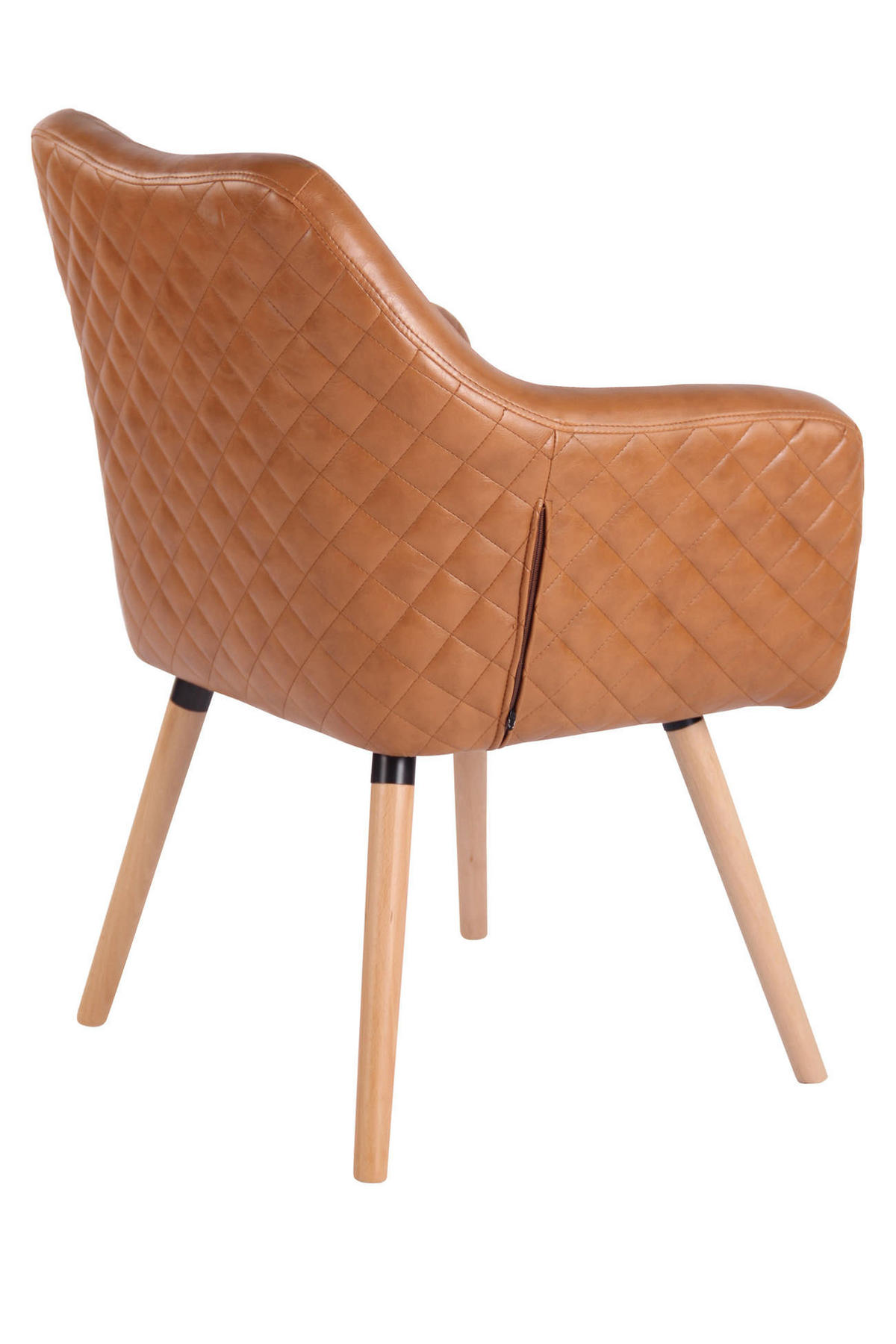 ARMLEHNENSTUHL Lederlook Hellbraun - Hellbraun/Eukalyptusholzfarben, Holz/Textil (63/84/61cm) - CLP