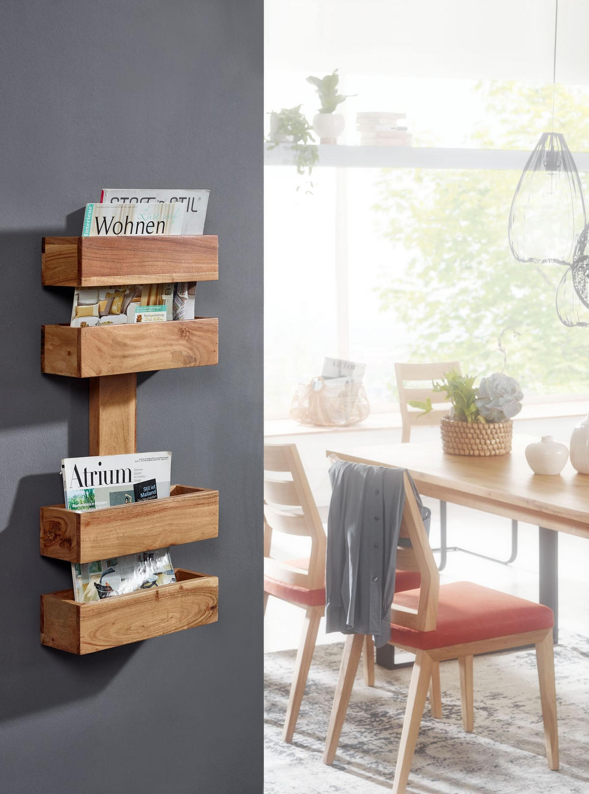 ZEITUNGSSTÄNDER NAKO Massivholz Klassisch Handgefertigt, Beige 30x10x72 cm - Beige, Holz (30/72/10cm) - KADIMA DESIGN