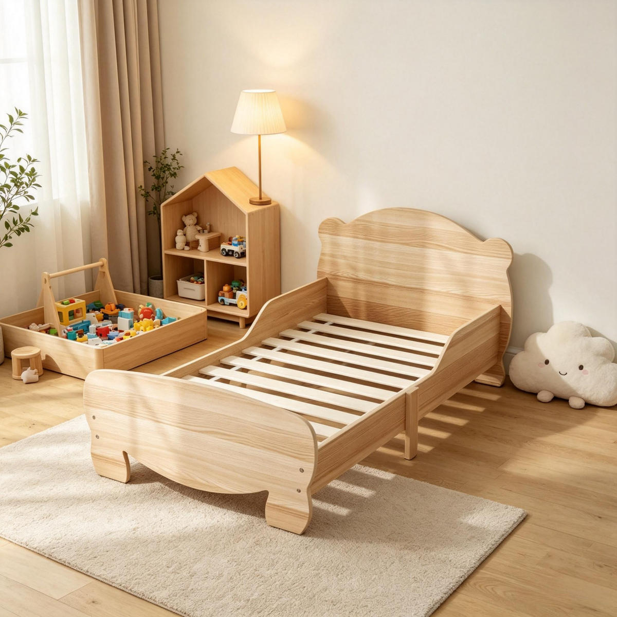 KINDERBETT 70/140 cm mit Sicherheitsgitter, DE-41871, in Naturholz - Naturfarben, Holzwerkstoff (70/140cm) - ComfortXL