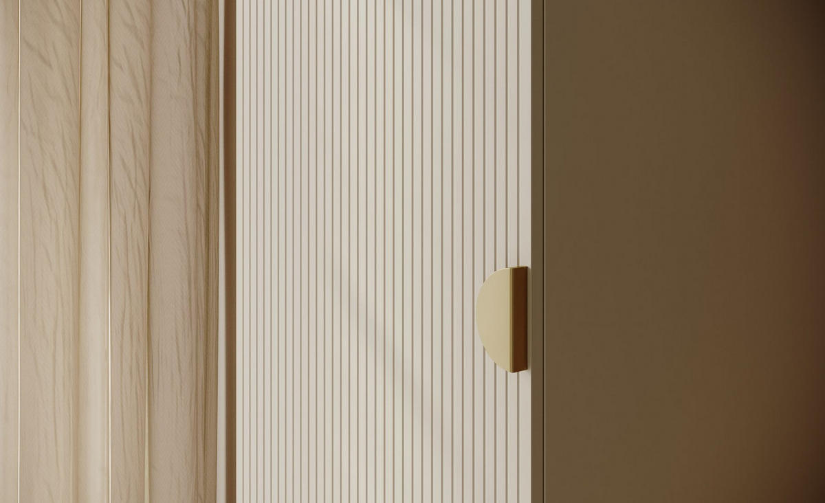 KLEIDERSCHRANK Moonir Greige 50 cm - Taupe/Goldfarben, Holzwerkstoff/Metall (50/200.5/57cm) - Selsey