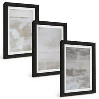 BILDER SET 3er Set - 20x30 cm Schwarzer Rahmen - Moderne, Used-Look-Texturen - Schwarz, Kunststoff (20/30cm) - TULUP