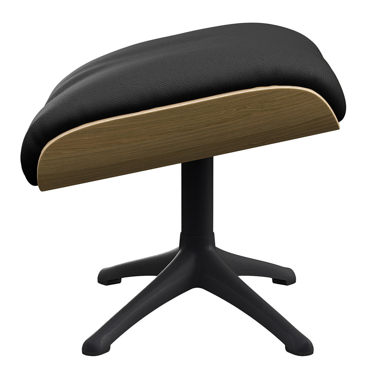 POLSTERHOCKER - Echtleder - Schwarz, Leder/Holz (49/39/44cm) - home24