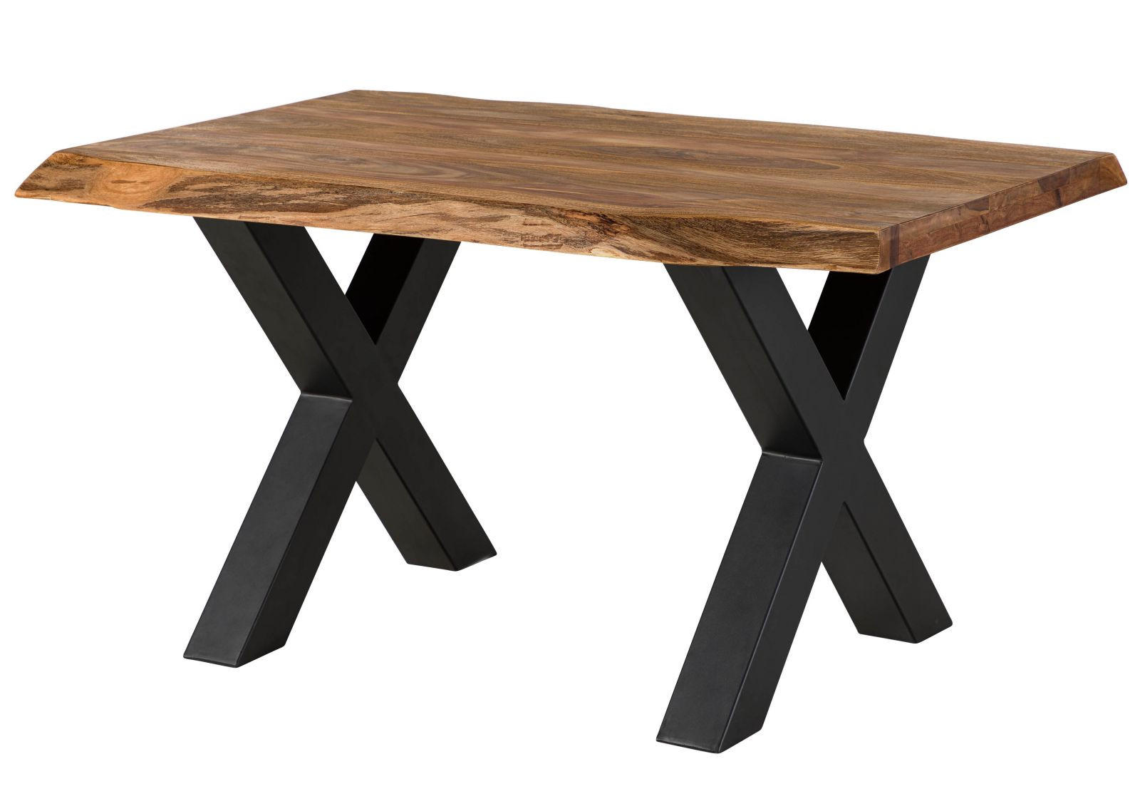 BAUMTISCH Sheesham 140x90x77 natur gebeizt / X-Beine anthrazit matt FREEFORM 5 - Anthrazit/Naturfarben, Holz (140/90/77cm) - Massivmoebel24