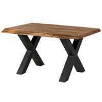 BAUMTISCH Sheesham 140x90x77 natur gebeizt / X-Beine anthrazit matt FREEFORM 5 - Anthrazit/Naturfarben, Holz (140/90/77cm) - Massivmoebel24