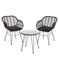 POLY-RATTAN GARNITUR Anthrazit - Anthrazit, Kunststoff - MCW