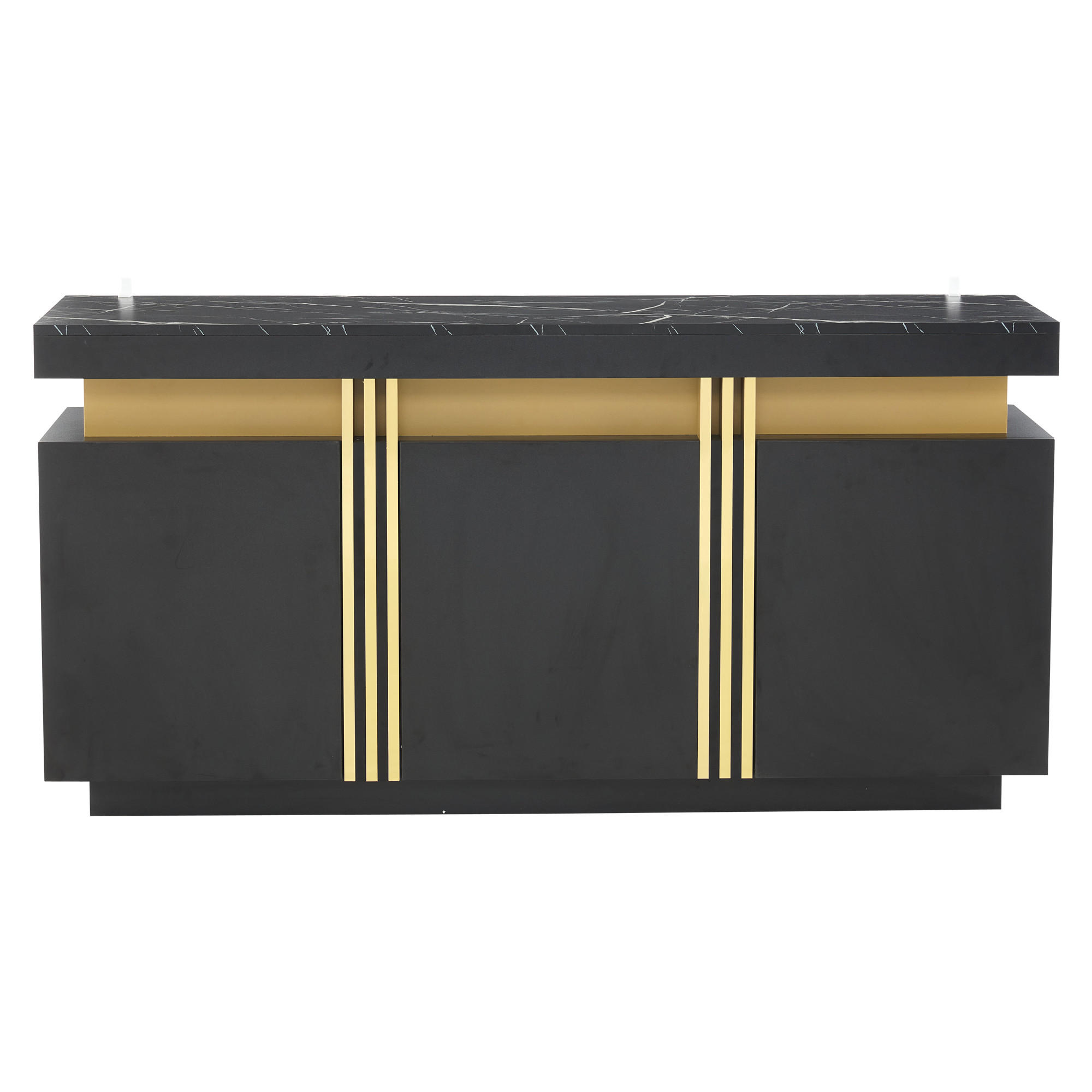 SIDEBOARD Schwarz und Goldfarben 140/38/70 cm - Schwarz, Holzwerkstoff (140/70/38cm) - PANGIVO