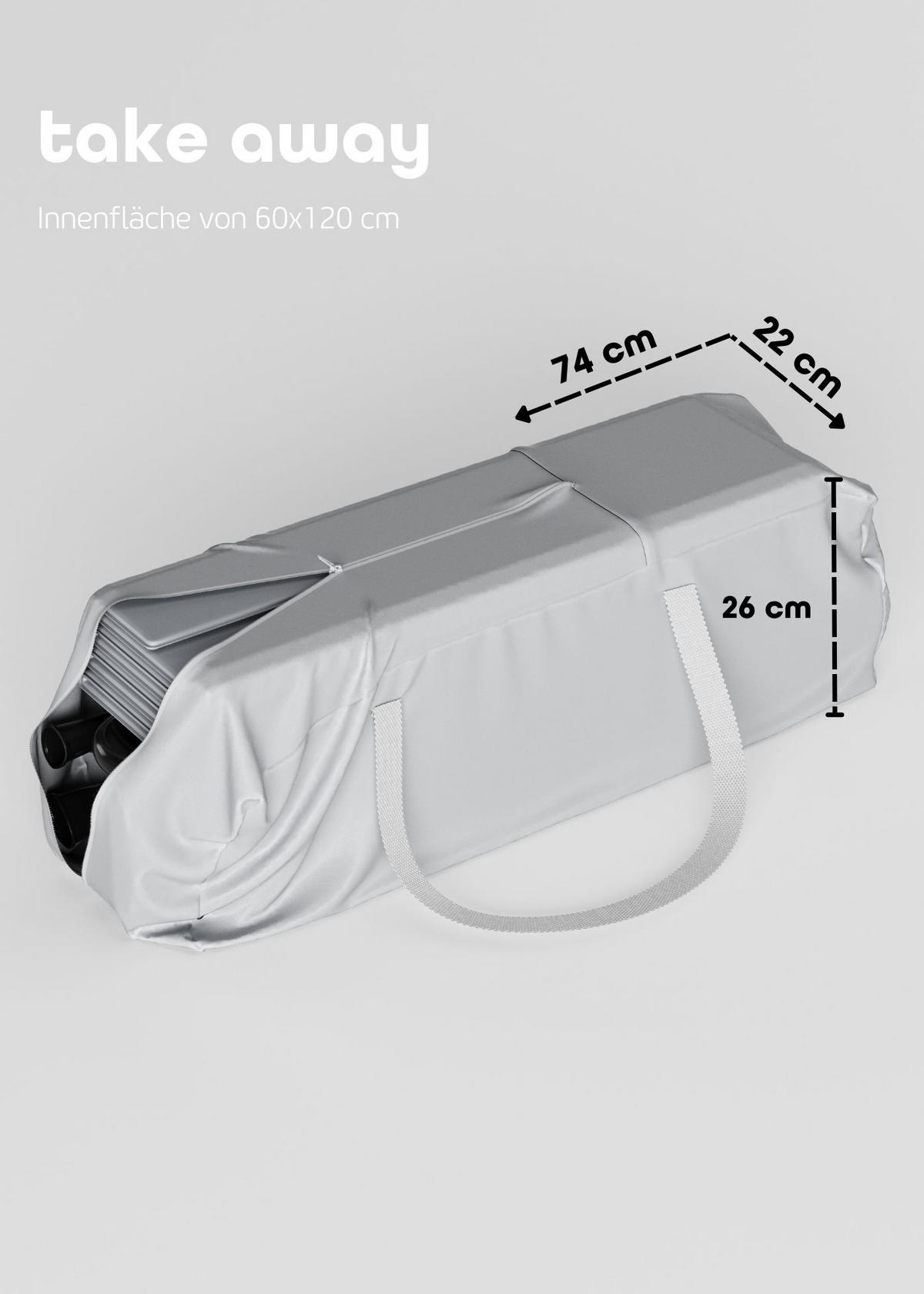 REISEBETT 60x120 cm - fold & go - mit Matratze SleepPlus, schwarz/grau - Schwarz/Grau, Kunststoff (60/120cm) - Sämann – make a difference.