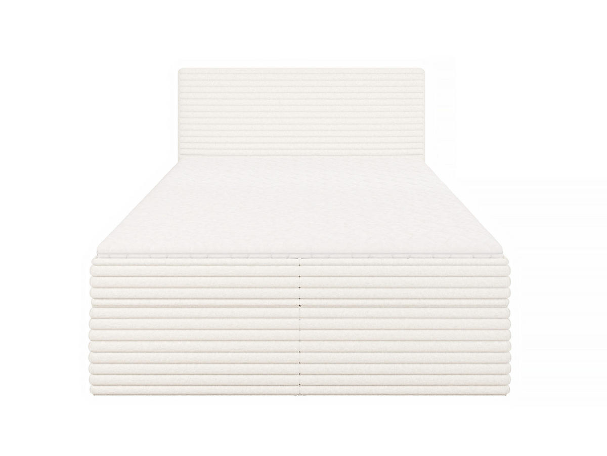 BOXBETT Roma 140/200 cm Hellbeige Plüschcord - Beige/Schwarz, Holz/Kunststoff (140/200cm) - S-Style Möbel