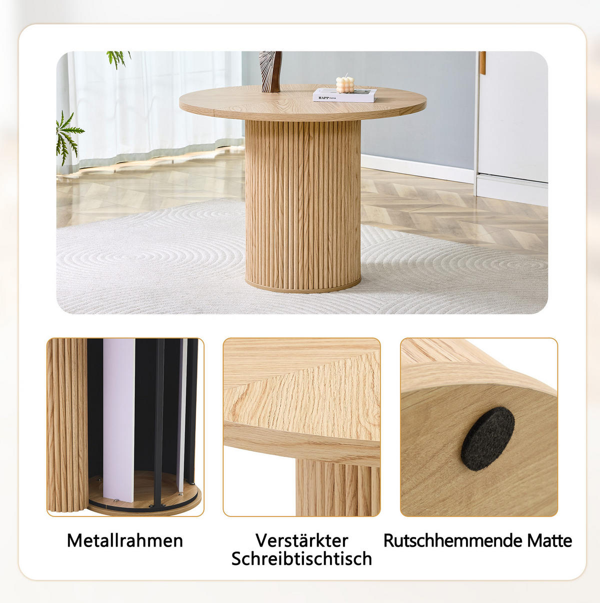 JÍDELNÍ stůl 100/100/76 cm v přírodním dekoru z MDF a kovu s úložným prostorem - přírodní, kompozitní dřevo (100/100/76cm) - OKWISH