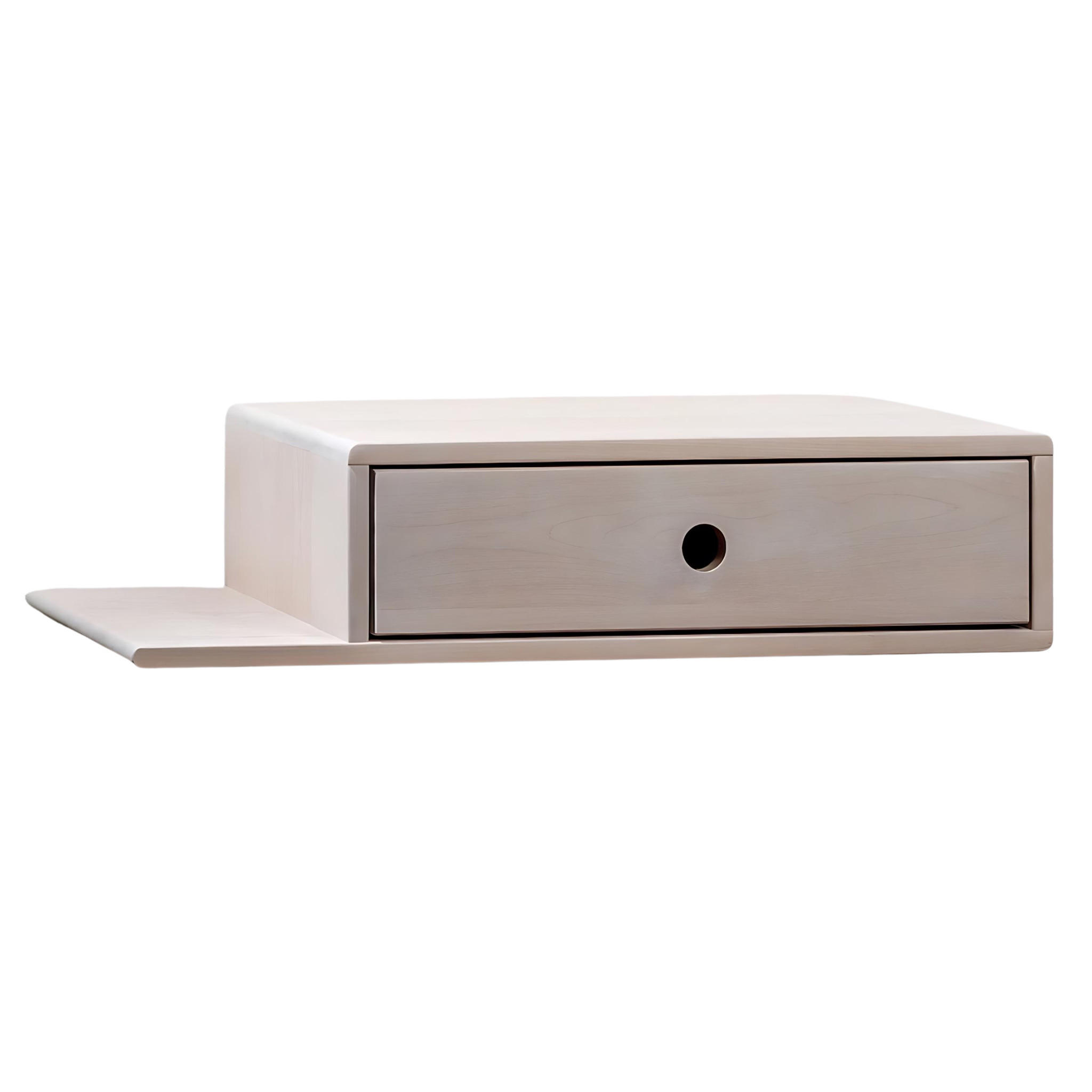 NACHTTISCH Hope mit Ablage links, weiße Birke, 30/65/15 cm - Weiß, Holz (65/15/30cm) - WOODEK