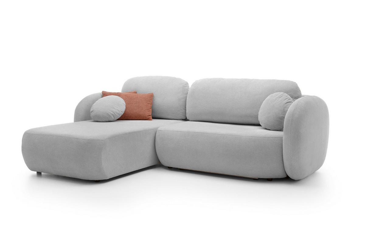ECKSOFA OLIO L-Form Schlaffunktion mit Bettkasten, lose Rückenkissen, freistehend, LINKS 174x248 cm Grey - Hellgrau, Holz/Textil (174/248cm) - DomoHome