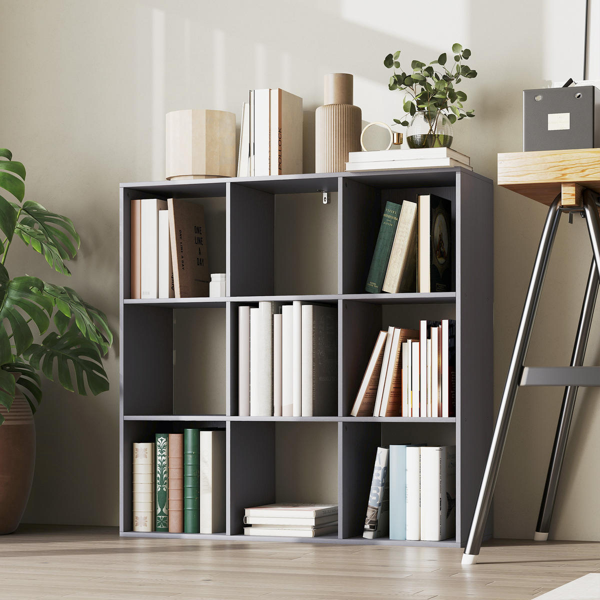 REGAL DE-15569 91/29/91 cm, 3 Ebenen, 9 Würfel Grau - Grau, Holzwerkstoff (29.5/91/91cm) - ComfortXL