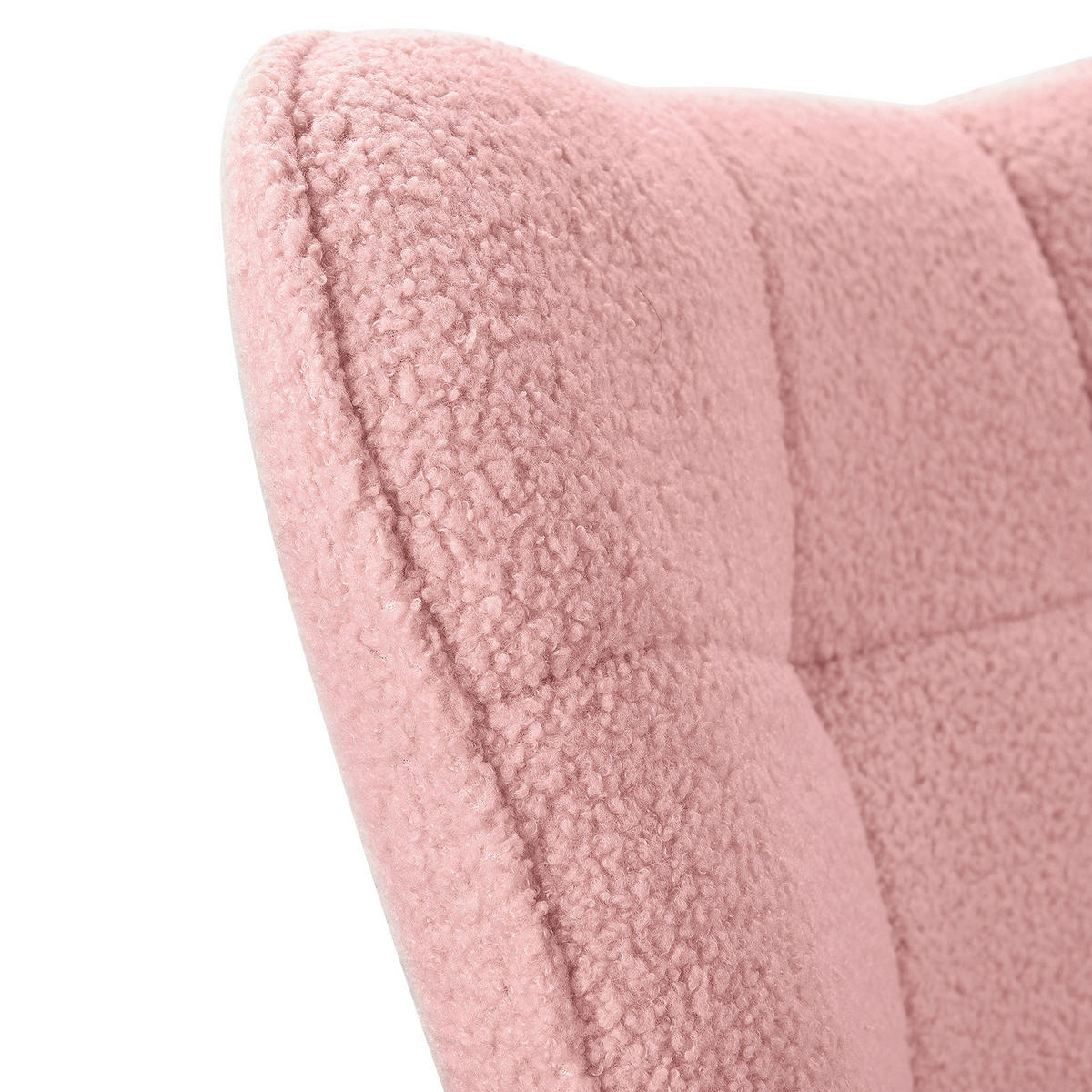 SCHAUKELSTUHL mit Metallgestell und Holzsockel, Teddystoff, Rosa - Pink, Holzwerkstoff (68/92/75cm) - BursDany