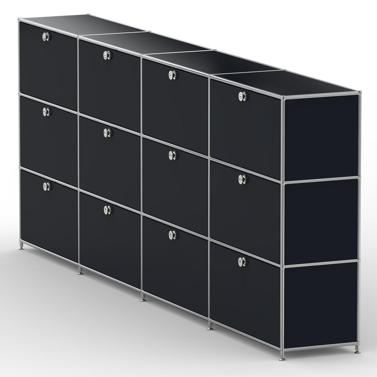 HOCHSCHRANK, 12 Klappen, Schloss, Breite 302 cm, Graphitschwarz - Chromfarben/Silberfarben, Metall (40/118/302.2cm) - Versee