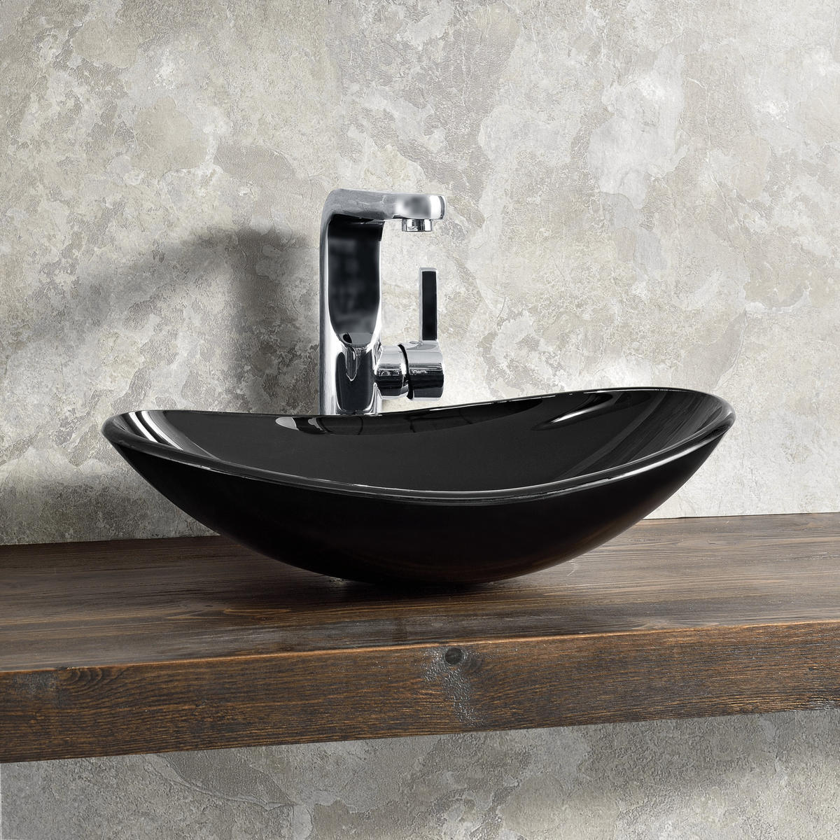 WASCHBECKEN - Schwarz, Glas (47/13/30.5cm) - [neu.haus]