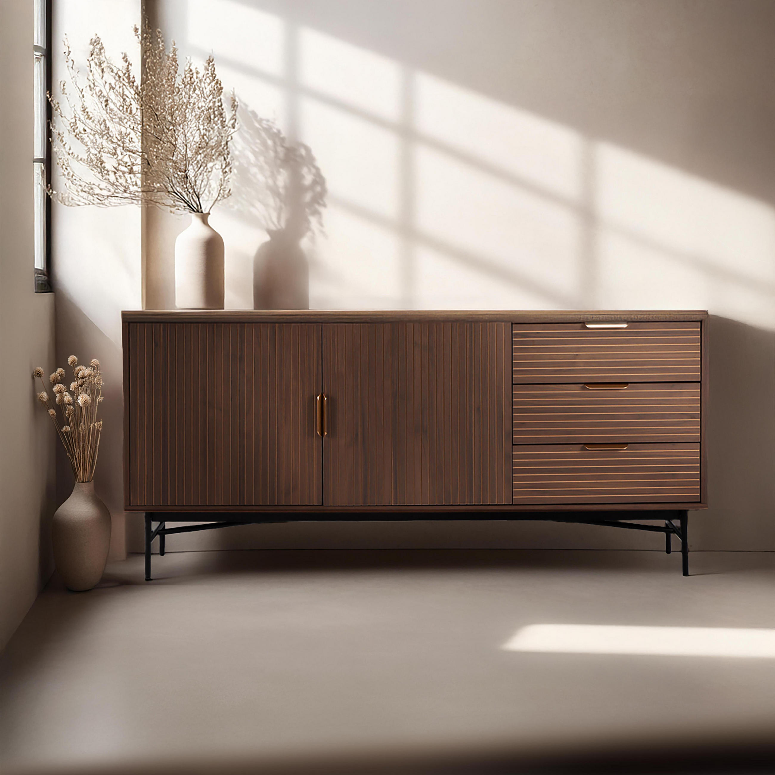 SIDEBOARD, Braun - Braun, Holz (40/75/160cm) - Oviala