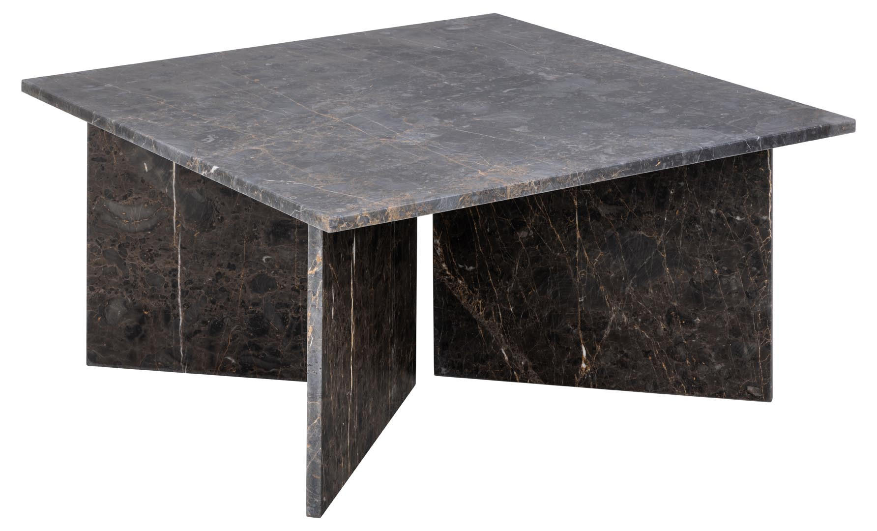 COUCHTISCH 90/90/42 cm quadratisch Schwarz  - Schwarz/Braun, Design, Stein (90/90/42cm) - Livetastic
