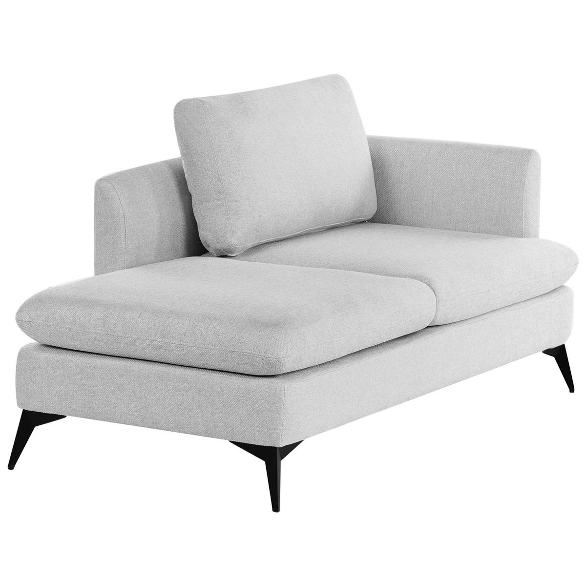 ČALOUNĚNÉ LEHÁTKO CHAISE LONGUE PRAVOSTRANNÉ Látka Světle šedé Sievoz - šedá/černá, textil (155/84/85cm) - Beliani