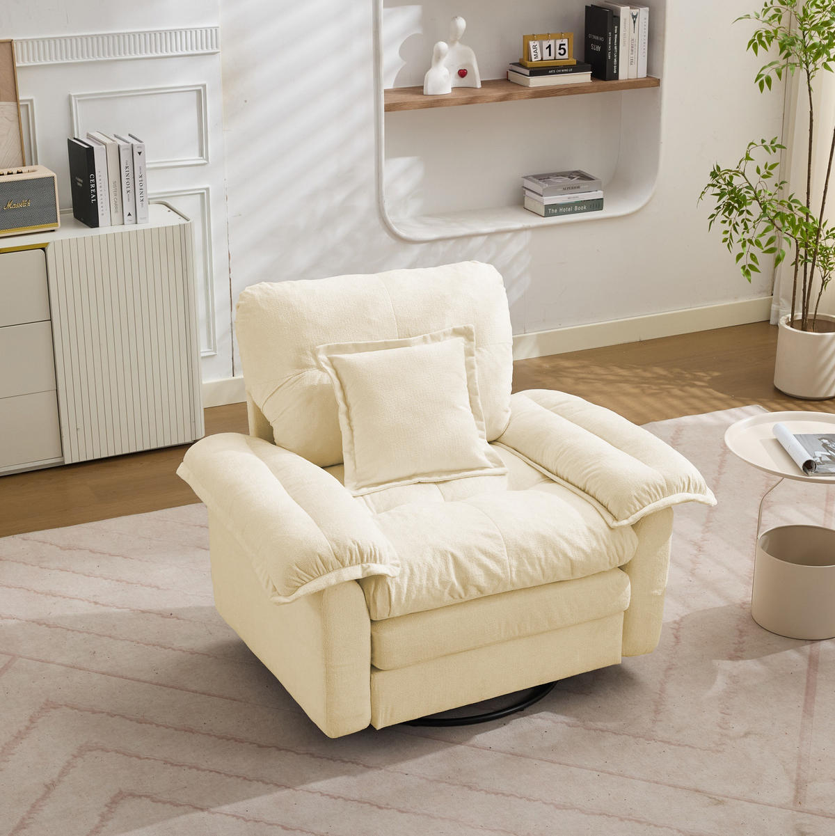 SESSEL 116/84/96 cm Beige aus Upholstered mit 360°-Drehfunktion - Beige, Textil (84/96/116cm) - OKMYHOME