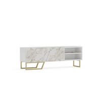 TV-ELEMENT Denasse Weiß Gold - Goldfarben/Weiß, Holzwerkstoff (150/50.5/35cm) - Decorotika