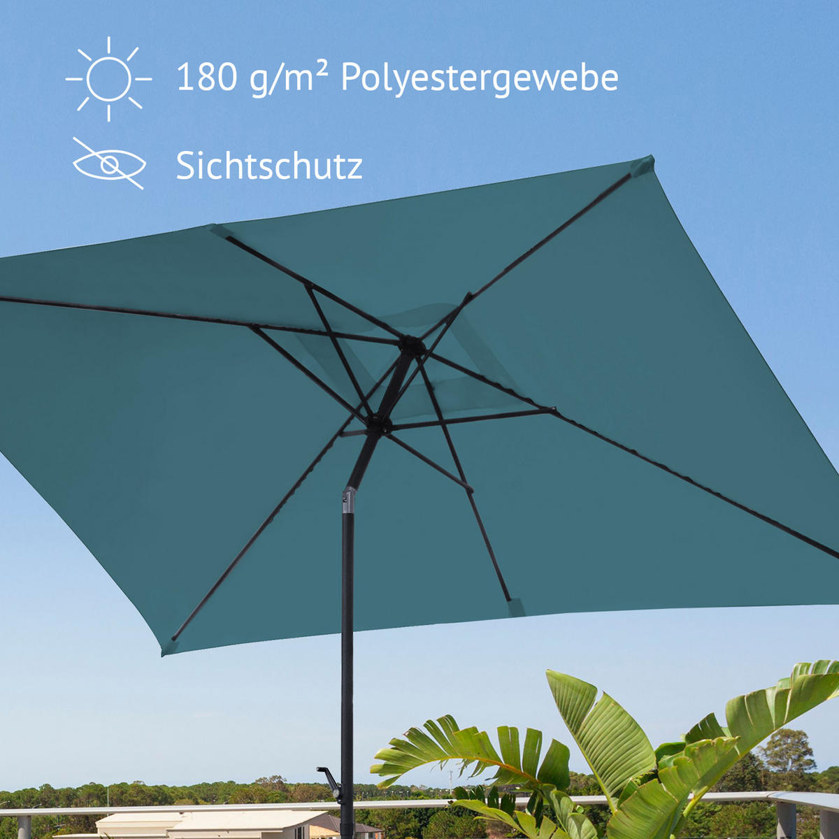 SONNENSCHIRM Set mit Ständer Petrol - Petrol, Textil (200/300cm) - SVITA