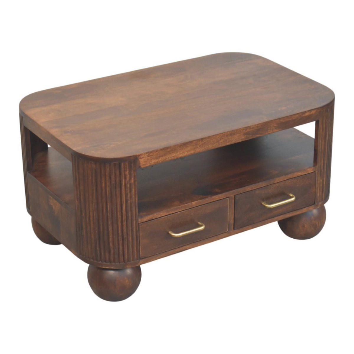 COUCHTISCH California, 2 Schubladen, Dunkelbraun - Dunkelbraun, Holz (85/55/46cm) - Artisan Furniture