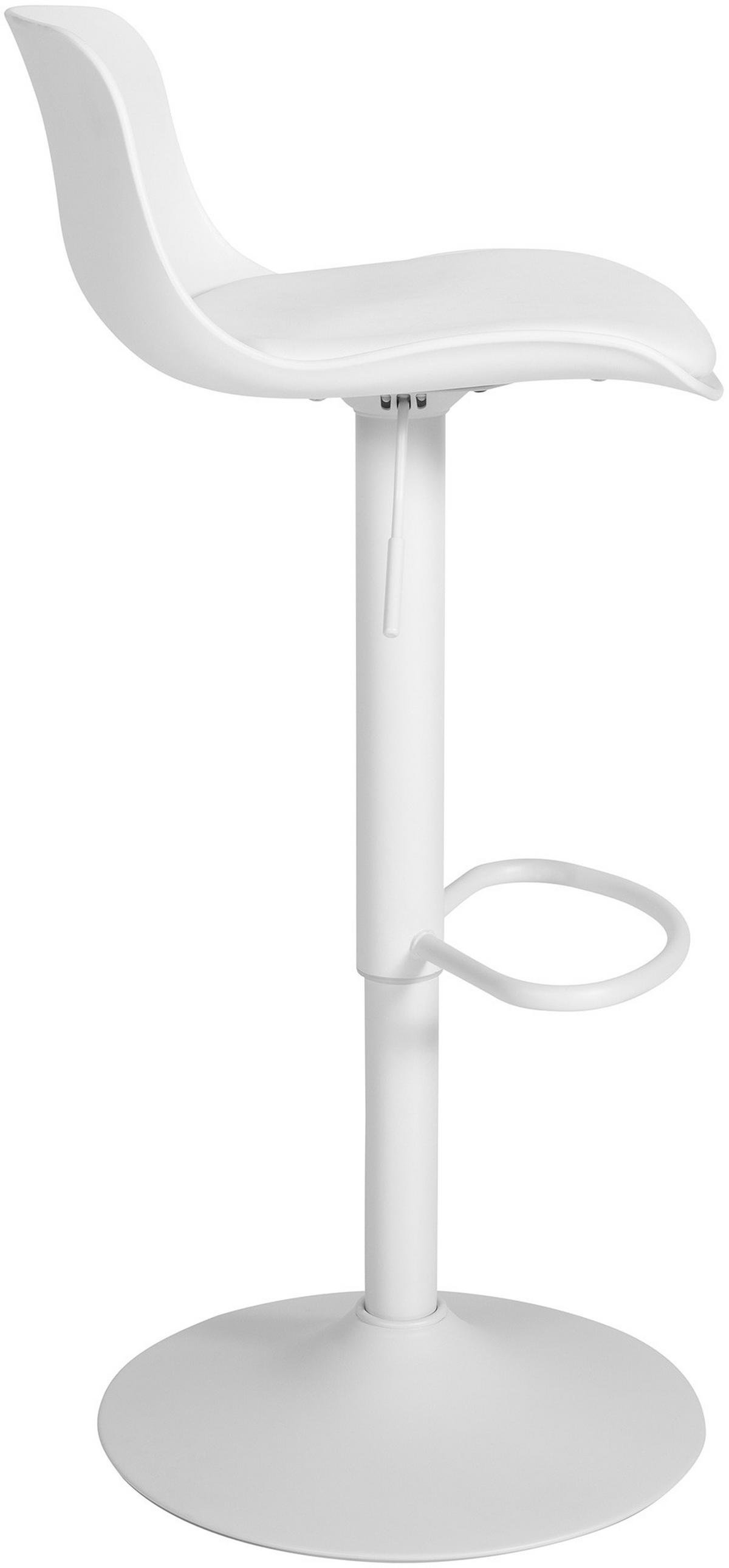 BARHOCKER Almada Kunstleder 75-104 cm weiß - Weiß, Leder (43.5/75/46cm) - furnicato