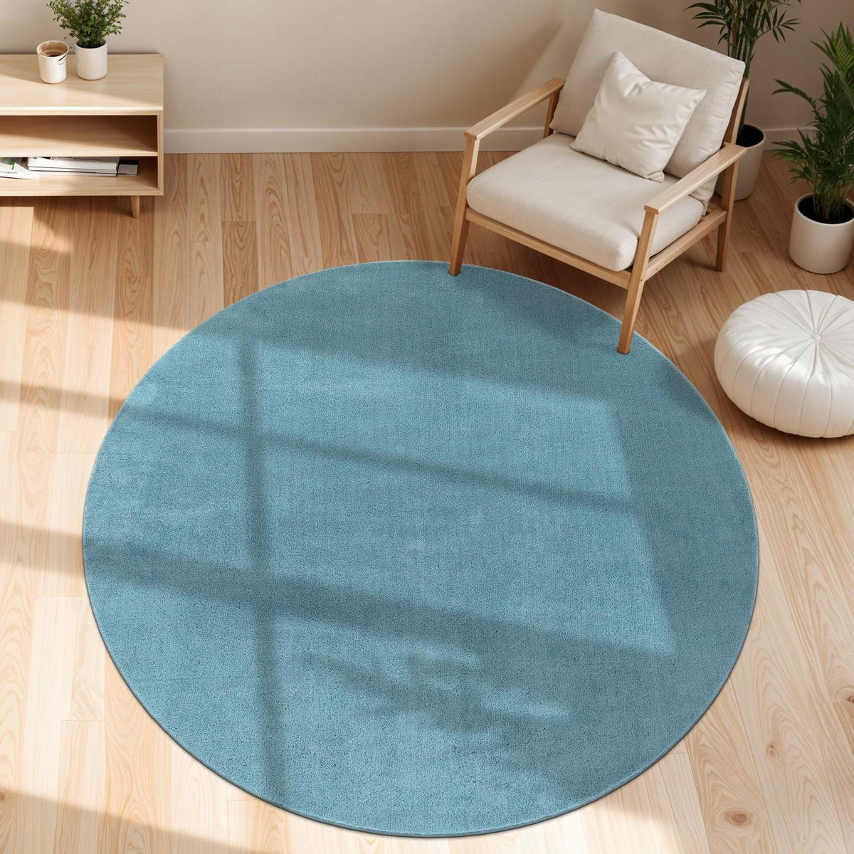 KURZFLORTEPPICH 160/160 cm Cadiz 630 - Türkis, Kunststoff (160/160cm) - Paco Home