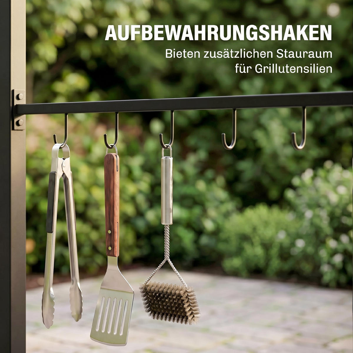 GRILLPAVILLON Metall Polyester Dunkelgrau Schwarz - Dunkelgrau, Metall (150/220/215cm) - Outsunny