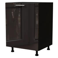 KÜCHENUNTERSCHRANK Essen D1D/60 Schwarz Hochglanz / Schwarz Matt 60 / 50 / 82cm - Schwarz Hochglanz/Schwarz, Holz/Holzwerkstoff (60/82/50cm) - Feldmann-Wohnen