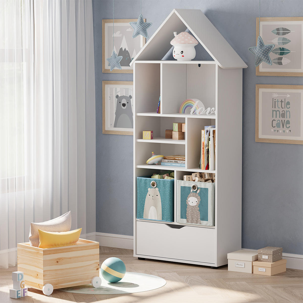 KINDERREGAL Estell Weiß 71 x 178.5 cm - Weiß, Holzwerkstoff (71/178.5/32.1cm) - Vicco