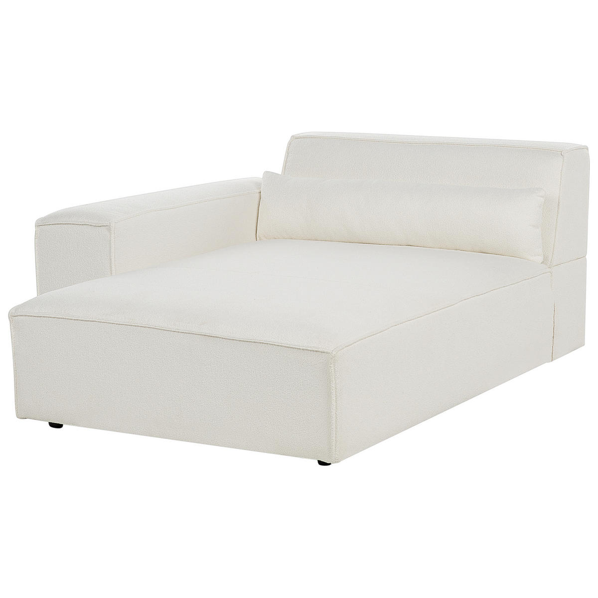 ČALOUNĚNÉ LEHÁTKO CHAISE LONGUE PRAVOSTRANNÉ Bouclé Krémově bílé Hellnar - bílá/krémová, textil (102/70/176cm) - Beliani