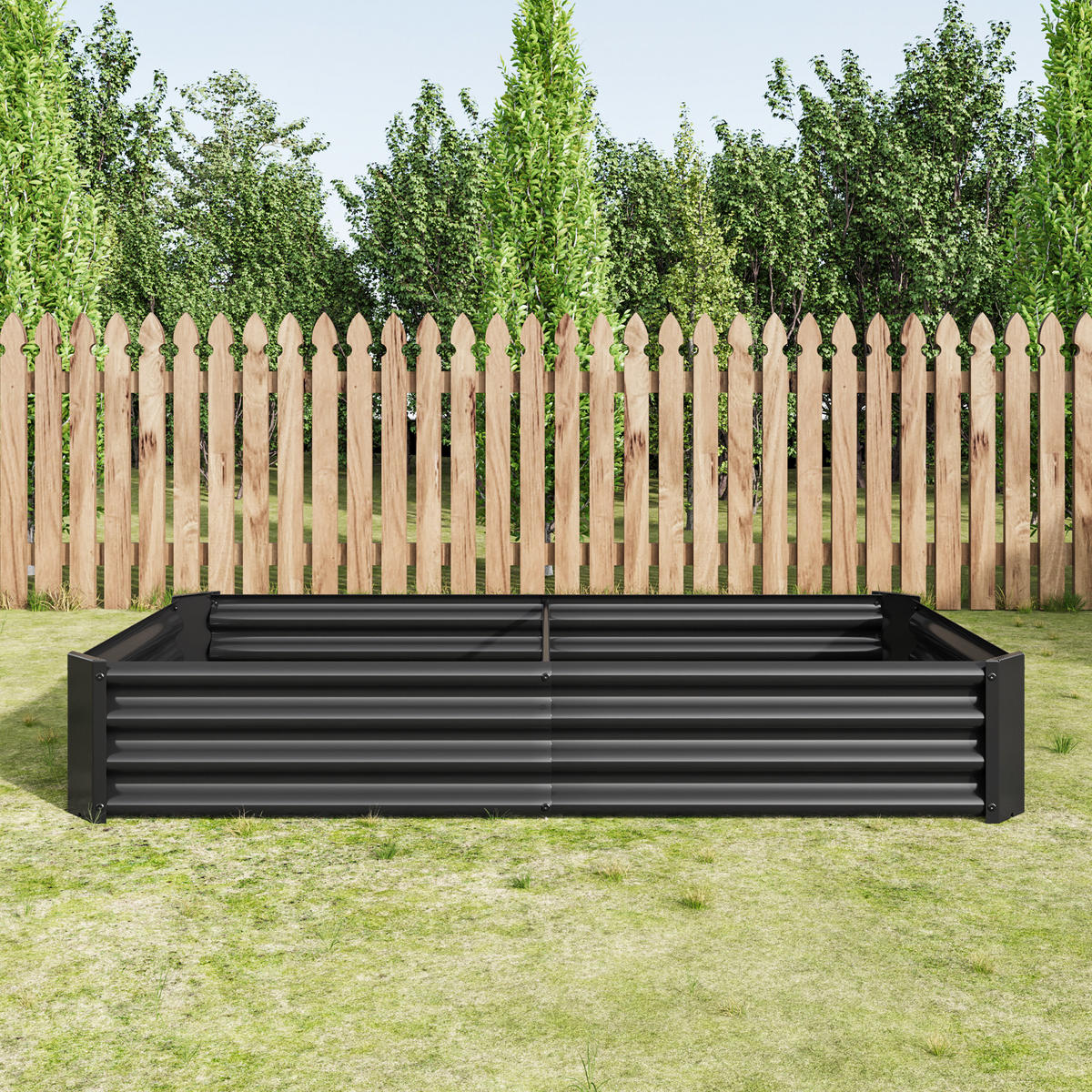 HOCHBEET 180/90/30 cm Schwarz (ohne Boden) - Schwarz, Metall (90/30/180cm) - Oxeza