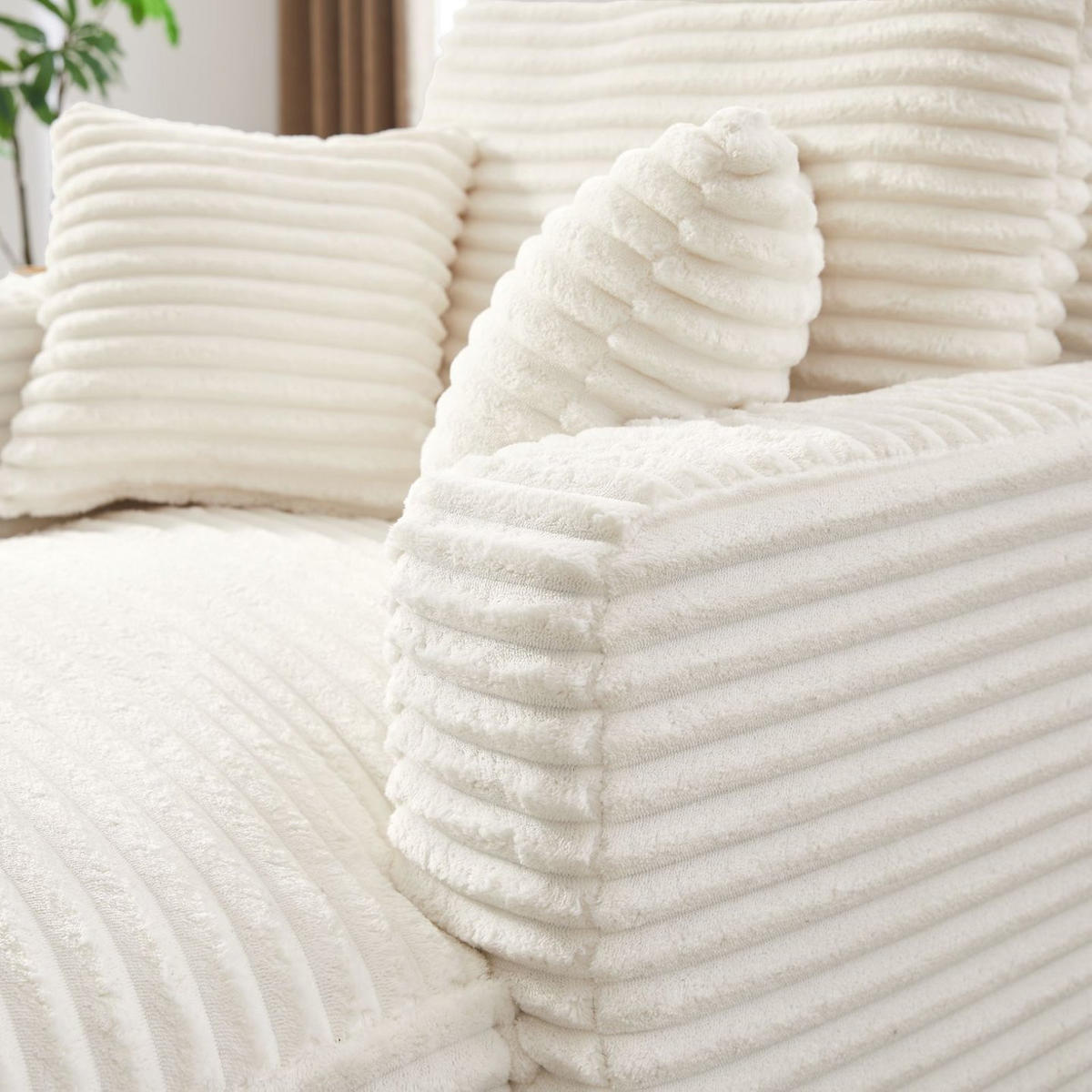 SOFA Cord Creme - Creme, Textil (100/82/166cm) - WISHDOR