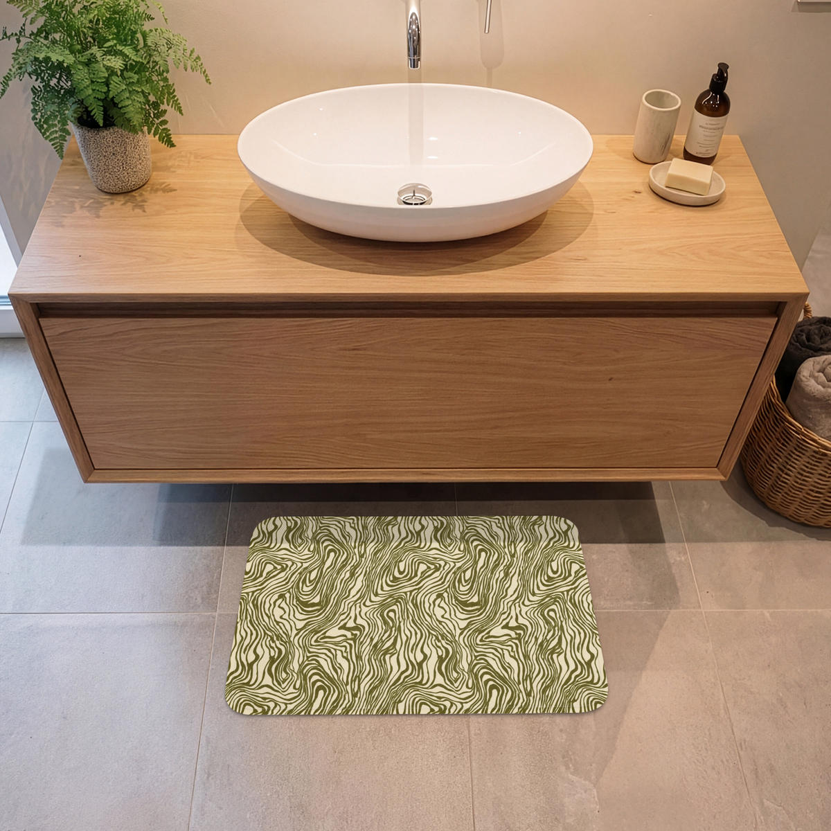 KOUPELNOVÁ PŘEDLOŽKA Abstraktní - Mramor - Zelený 60x40 cm - tmavě zelená, textil/plast (60/40cm)