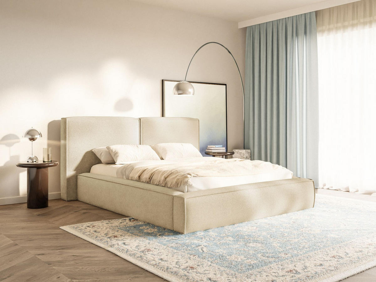 POLSTERBETT Tilves Hellbeige 140x200 cm - Ecru/Schwarz, Kunststoff/Textil (140/200cm) - Selsey