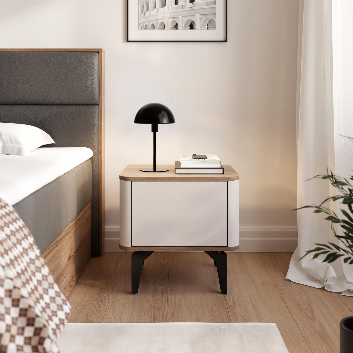 NACHTTISCH BELLAGIO PUSH TO OPEN - Beige, Holzwerkstoff (48/18/40cm) - Idohome