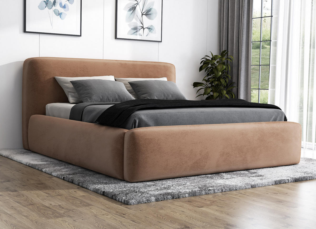 POLSTERBETT LUMO 90x200 Braun - Braun, Textil (90/200cm) - A&J MöbelLand