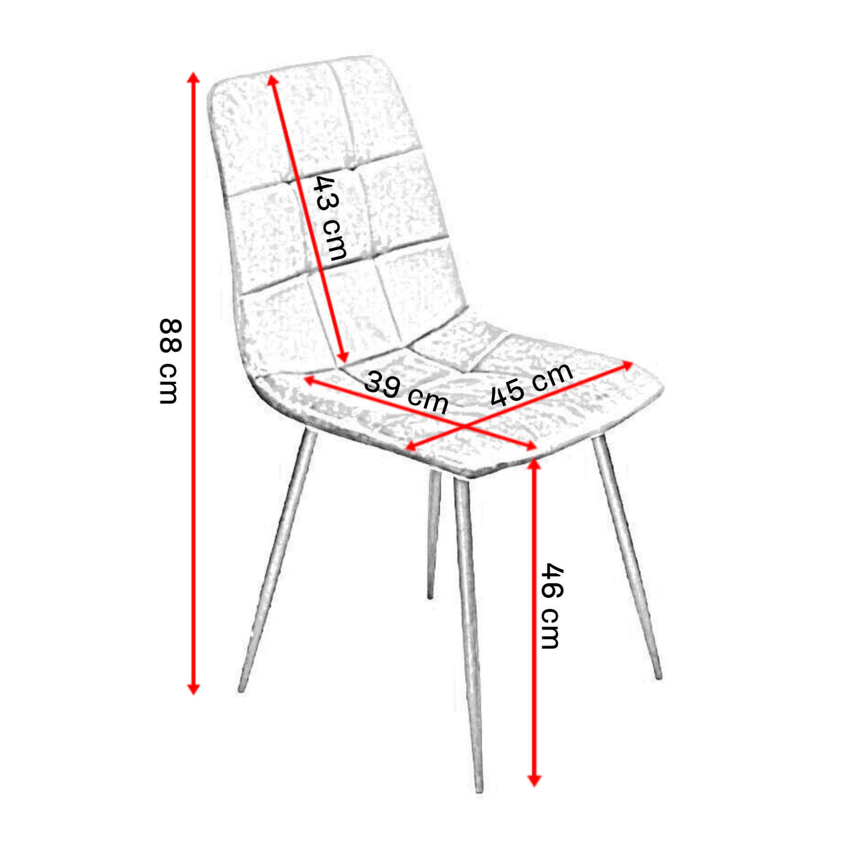 ESSZIMMERSTÜHLE, 4er-Set, gepolstert, Samt, Metallgestell, 41/46/86cm - Dunkelgrau/Grau, Holzwerkstoff/Textil (46/86/41cm) - Skraut Home
