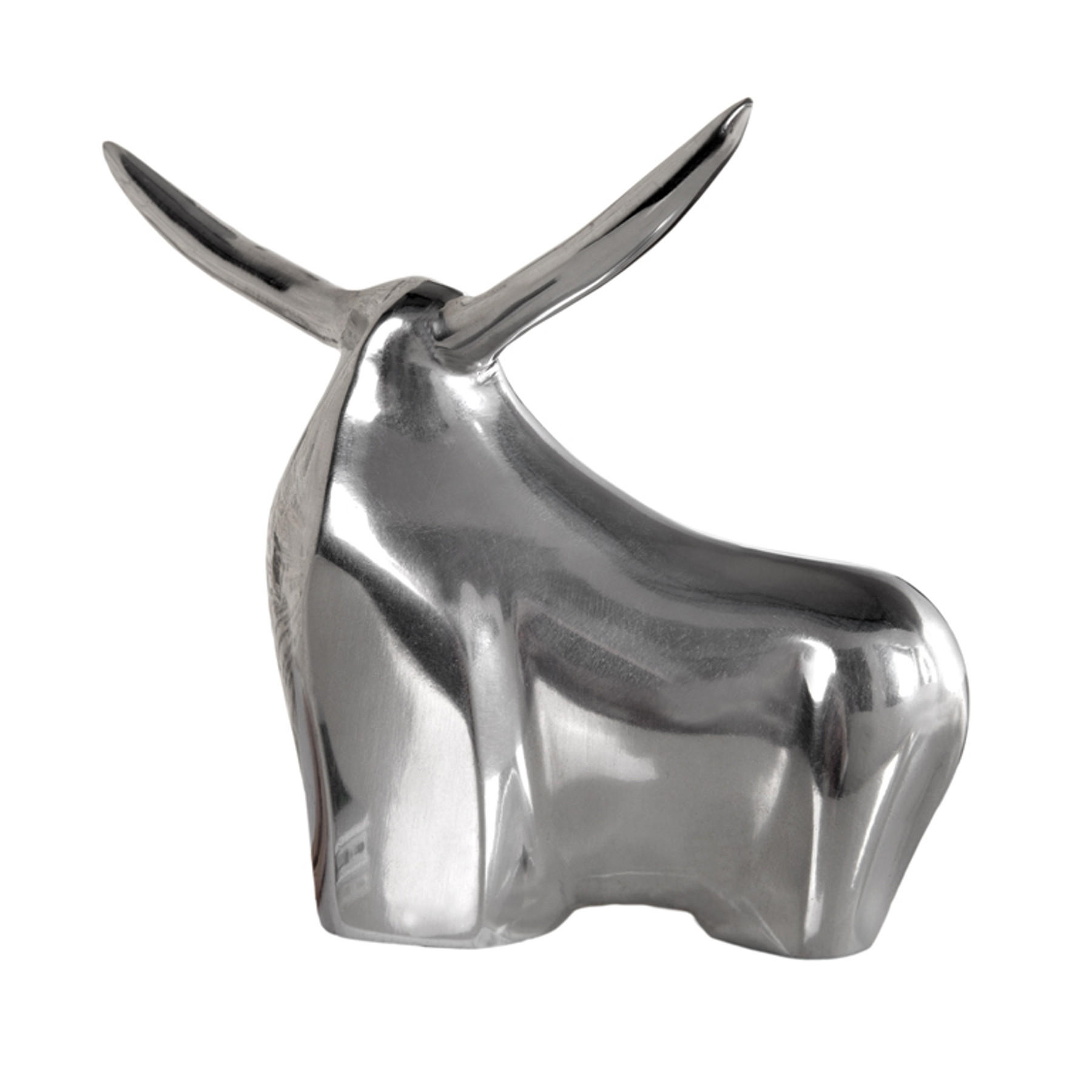 DEKORATION BIG BULL Metall Silber 15 cm - Silberfarben, Metall (16/15/11cm) - riess-ambiente