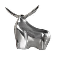 DEKORATION BIG BULL Metall Silber 15 cm - Silberfarben, Metall (16/15/11cm) - riess-ambiente