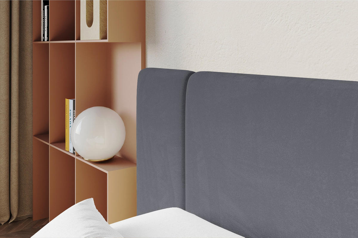 POLSTERBETT mit Bettkasten und Lattenrost, Bett mit Matratze H3/H4 - NILO 140x200 Dunkelgrau - Dunkelgrau, Holzwerkstoff/Textil (140/200cm) - ALTDECOR