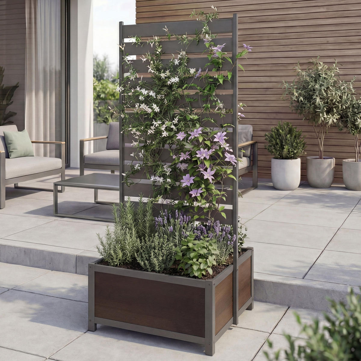 BEET MIT RANKGITTER Grau - Grau, Metall (60/158/75cm) - MCW