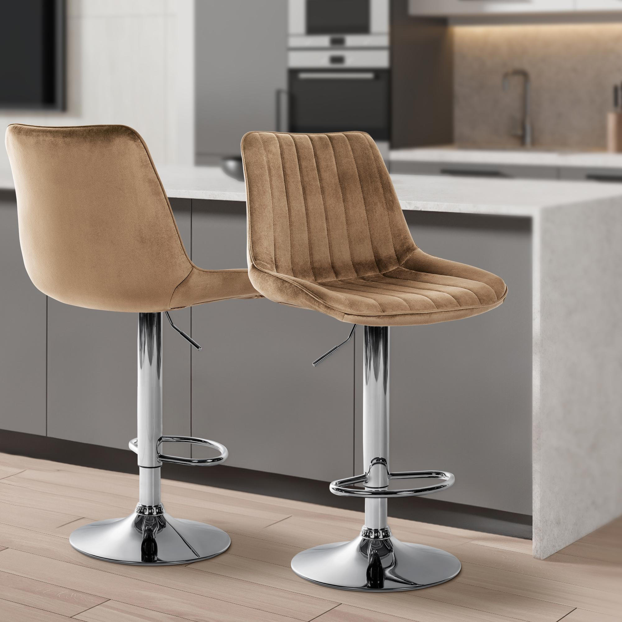 BARHOCKER Samt braun - Chromfarben/Braun, Textil/Metall (49.5/91/50cm) - CLP